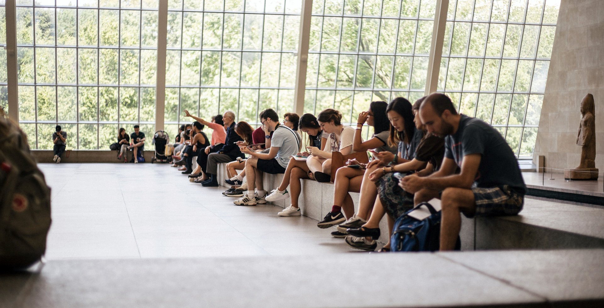 An audience waiting for a presentation to start